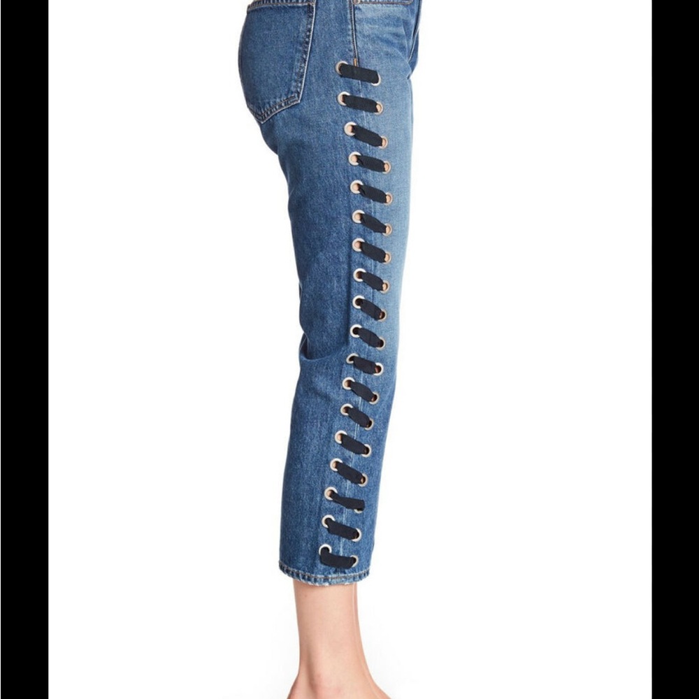 Blue Lace-Up Women's Jeans